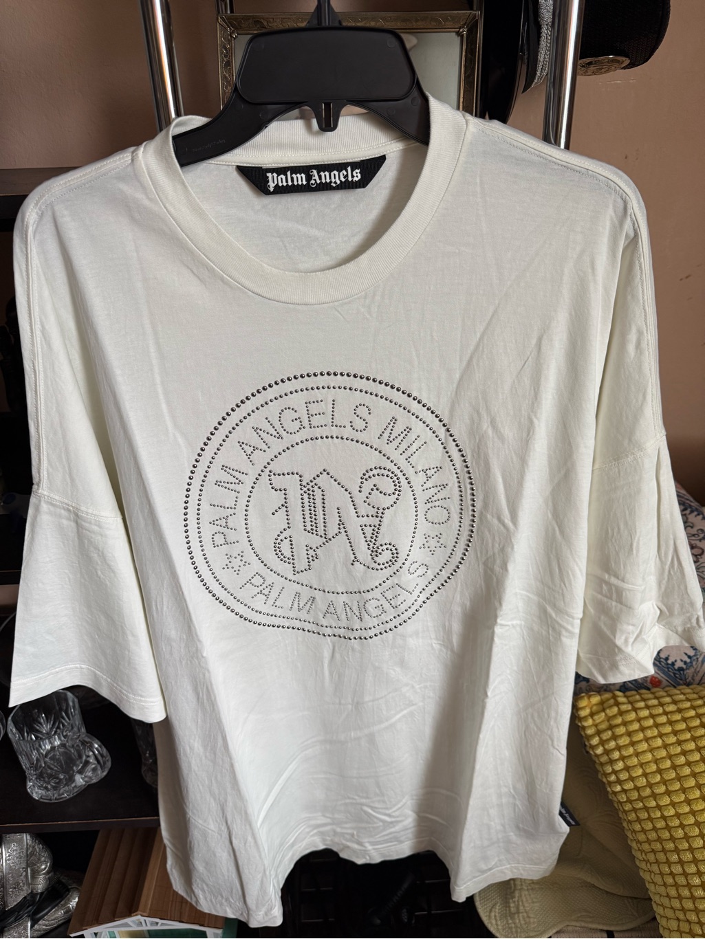 Palm Angels White Short-Sleeve Logo Tee Oversized Medium